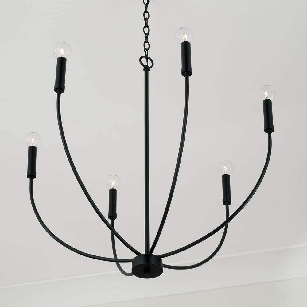 Capital Lighting 452161MB Matte Black 30.25''w X 29.50''h 6-light Chandelier In Matte Black Image 4
