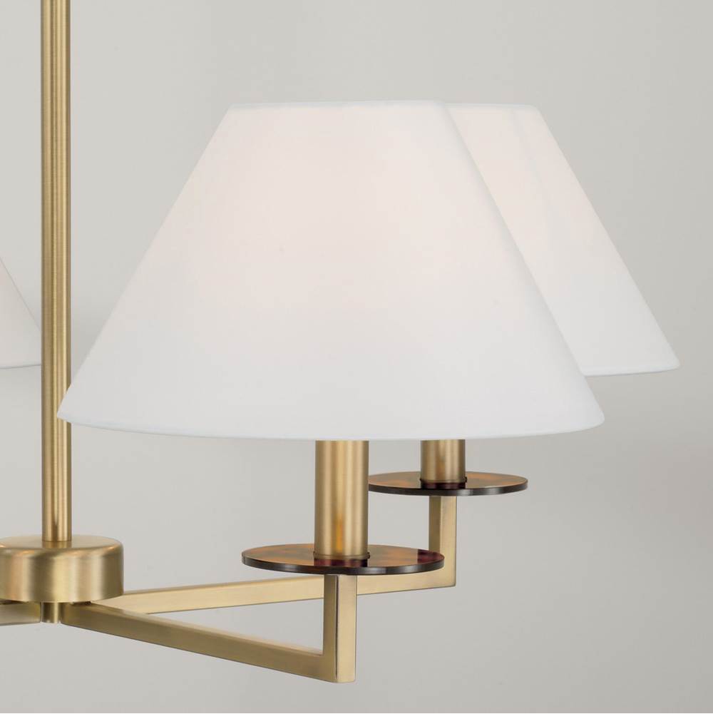 Capital Lighting 452241AD Aged Brass 29.75''w X 19.75''h 4-light Chandelier In Aged Brass With White Fabric Stay-straight Shades And Interchangeable Clear Or Tortoise Shell Bobeches Image 6