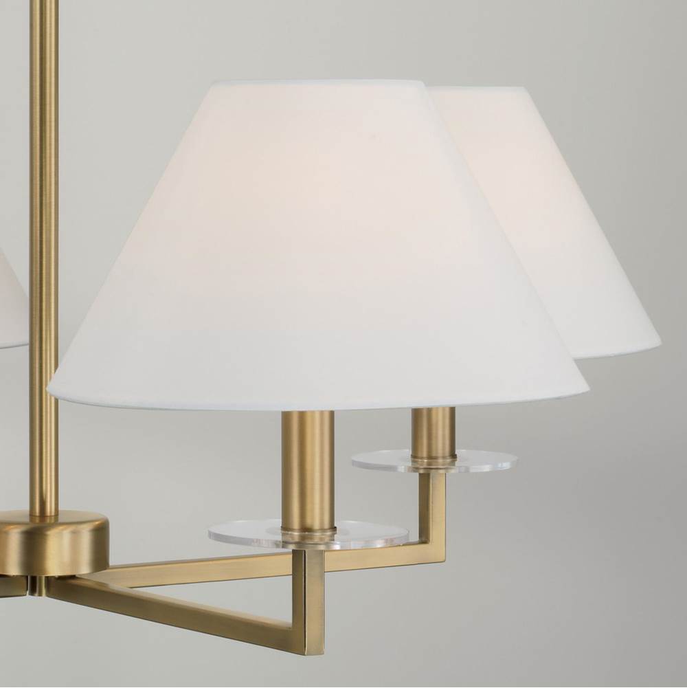 Capital Lighting 452241AD Aged Brass 29.75''w X 19.75''h 4-light Chandelier In Aged Brass With White Fabric Stay-straight Shades And Interchangeable Clear Or Tortoise Shell Bobeches Image 7