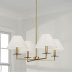 Capital Lighting 452241AD Aged Brass 29.75''w X 19.75''h 4-light Chandelier In Aged Brass With White Fabric Stay-straight Shades And Interchangeable Clear Or Tortoise Shell Bobeches Image 4