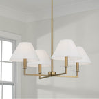 Capital Lighting 452241AD Aged Brass 29.75''w X 19.75''h 4-light Chandelier In Aged Brass With White Fabric Stay-straight Shades And Interchangeable Clear Or Tortoise Shell Bobeches Image 3