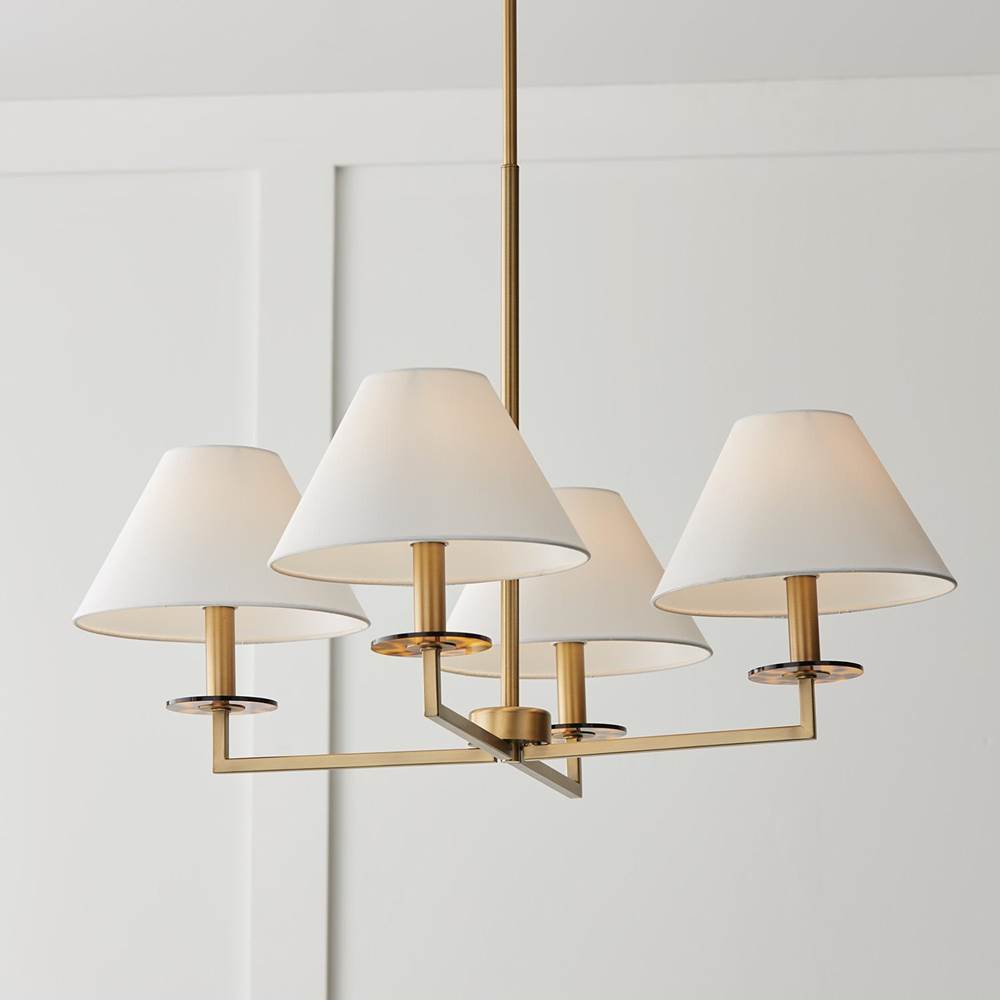 Capital Lighting 452241AD Aged Brass 29.75''w X 19.75''h 4-light Chandelier In Aged Brass With White Fabric Stay-straight Shades And Interchangeable Clear Or Tortoise Shell Bobeches Image 9