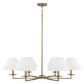 Capital Lighting 452261AD Aged Brass 39.75''w X 19.75''h 6-light Chandelier In Aged Brass With White Fabric Stay-straight Shades And Interchangeable Clear Or Tortoise Shell Bobeches Image 1