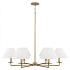 Capital Lighting 452261AD Aged Brass 39.75''w X 19.75''h 6-light Chandelier In Aged Brass With White Fabric Stay-straight Shades And Interchangeable Clear Or Tortoise Shell Bobeches Image 1