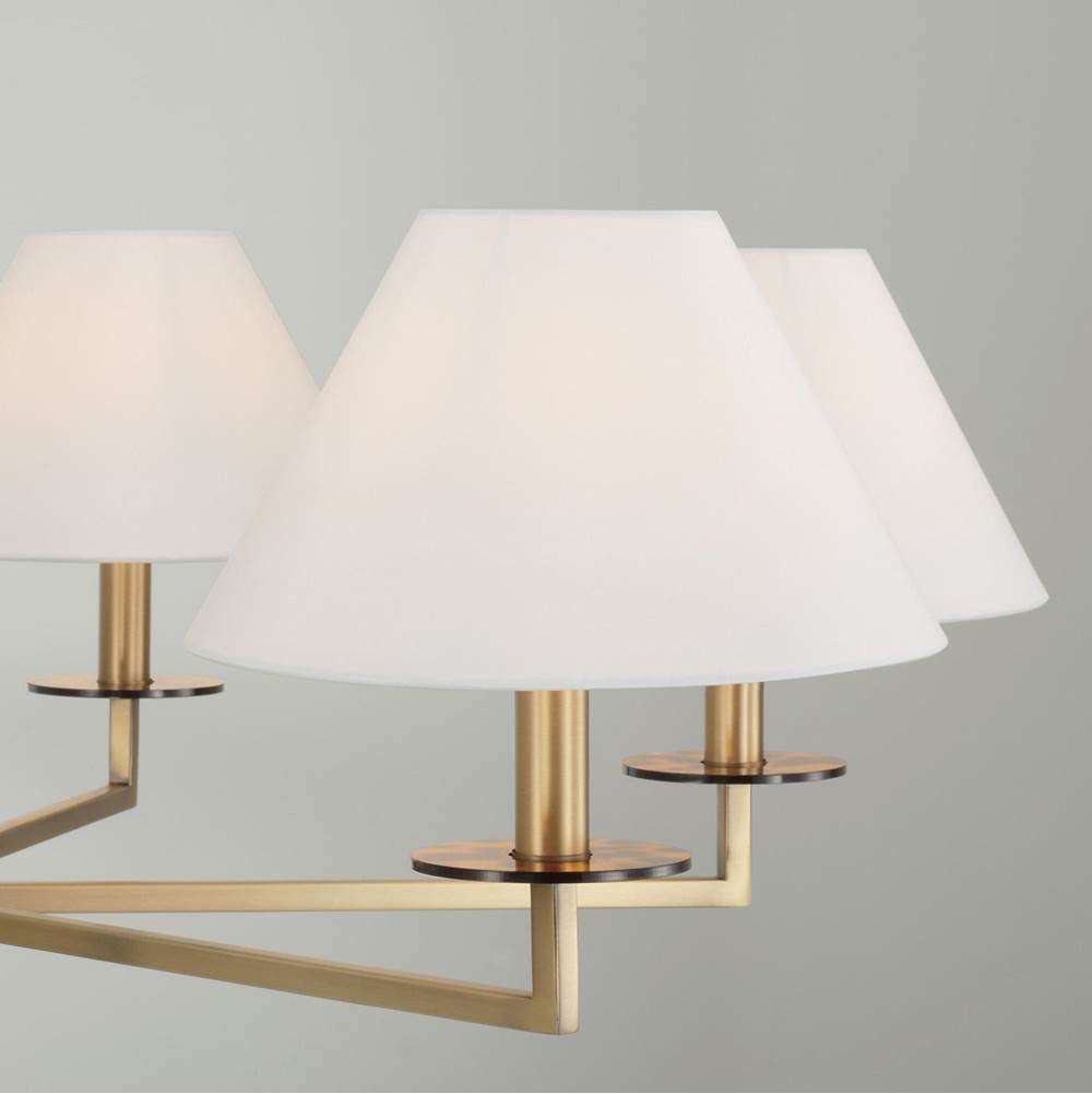Capital Lighting 452261AD Aged Brass 39.75''w X 19.75''h 6-light Chandelier In Aged Brass With White Fabric Stay-straight Shades And Interchangeable Clear Or Tortoise Shell Bobeches Image 5