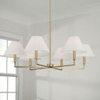 Capital Lighting 452261AD Aged Brass 39.75''w X 19.75''h 6-light Chandelier In Aged Brass With White Fabric Stay-straight Shades And Interchangeable Clear Or Tortoise Shell Bobeches Image 3