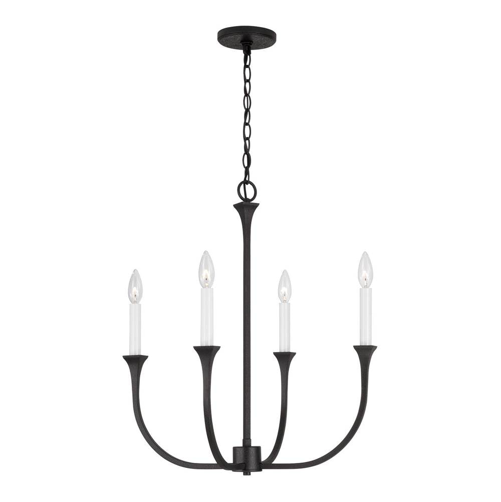Capital Lighting 452341BI Black Iron 21.25''w X 25''h 4-light Chandelier In Black Iron With Interchangeable White Or Black Iron Candle Sleeves Image 1