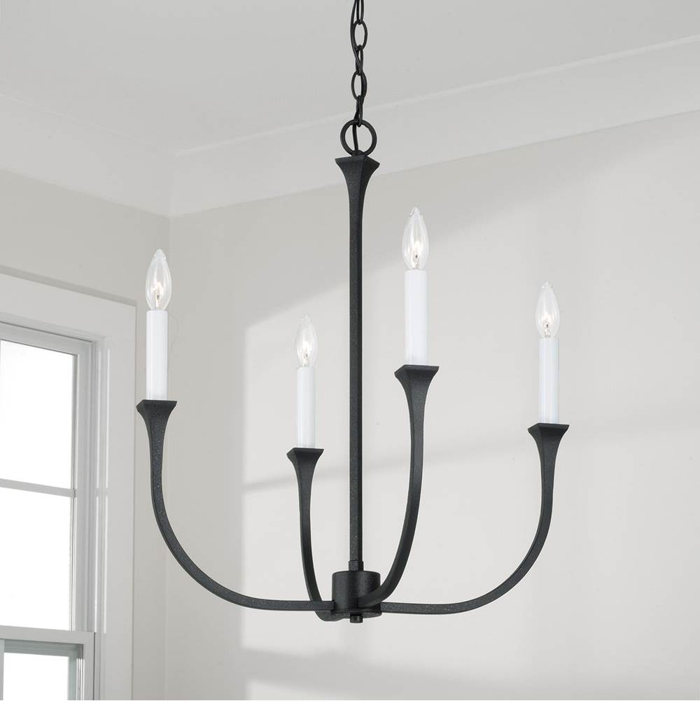 Capital Lighting Decklan 21.25''w X 25''h 4-light Chandelier In Black Iron With Interchangeable White Or Black Iron Candle Sleeves