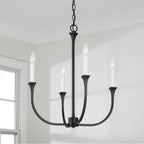 Capital Lighting Decklan 21.25''w X 25''h 4-light Chandelier In Black Iron With Interchangeable White Or Black Iron Candle Sleeves