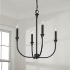Capital Lighting 452341BI Black Iron 21.25''w X 25''h 4-light Chandelier In Black Iron With Interchangeable White Or Black Iron Candle Sleeves Image 3