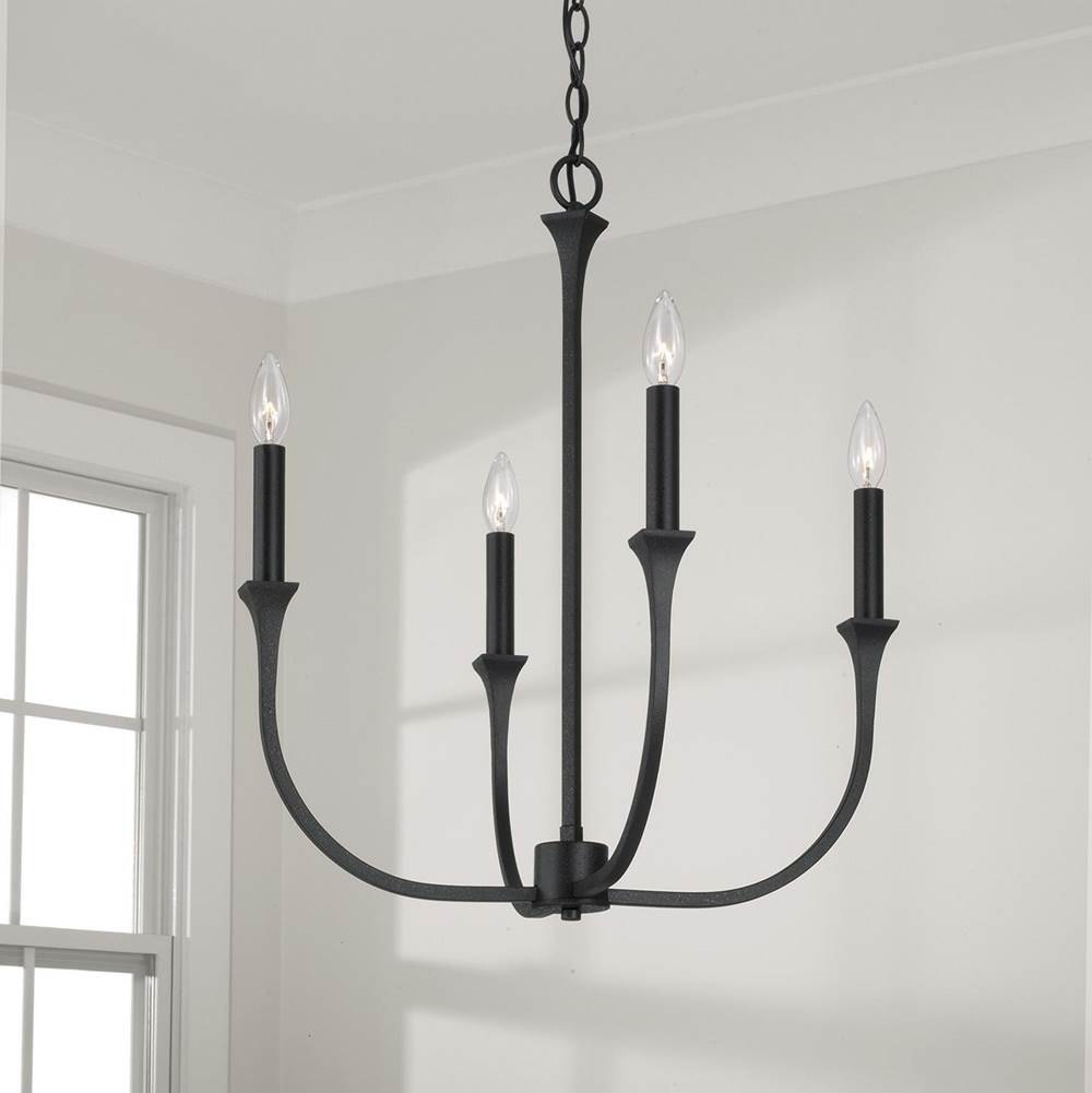 Capital Lighting 452341BI Black Iron 21.25''w X 25''h 4-light Chandelier In Black Iron With Interchangeable White Or Black Iron Candle Sleeves Image 3