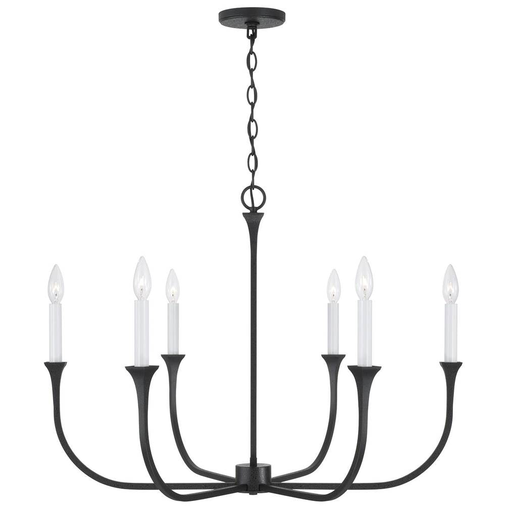 Capital Lighting 452361BI Black Iron 32''w X 24''h 6-light Chandelier In Black Iron With Interchangeable White Or Black Iron Candle Sleeves Image 1