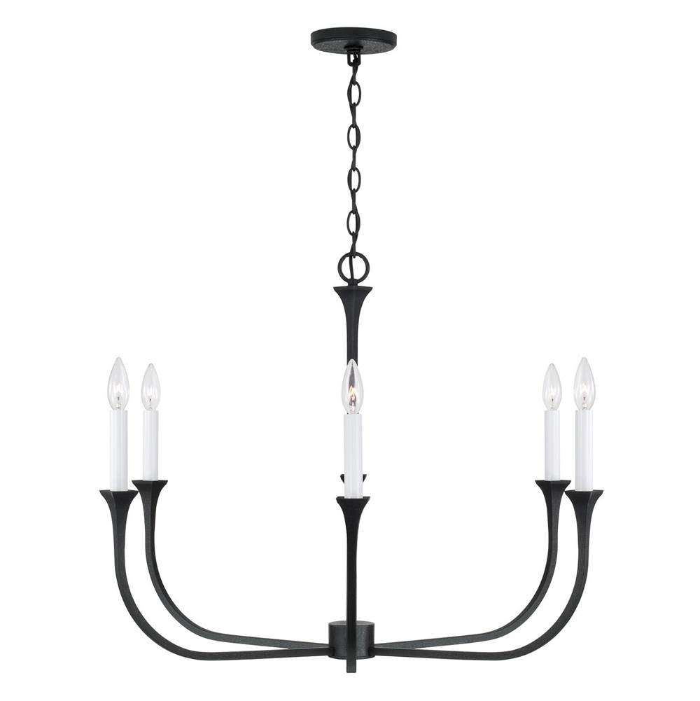 Capital Lighting 452361BI Black Iron 32''w X 24''h 6-light Chandelier In Black Iron With Interchangeable White Or Black Iron Candle Sleeves Image 4