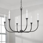 Capital Lighting Decklan 32''w X 24''h 6-light Chandelier In Black Iron With Interchangeable White Or Black Iron Candle Sleeves