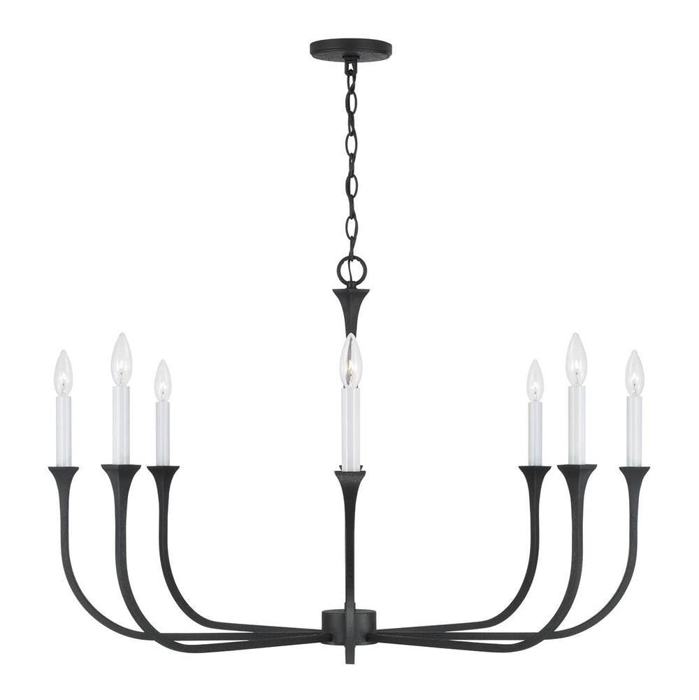 Capital Lighting 452381BI Black Iron 38''w X 25''h 8-light Chandelier In Black Iron With Interchangeable White Or Black Iron Candle Sleeves Image 3