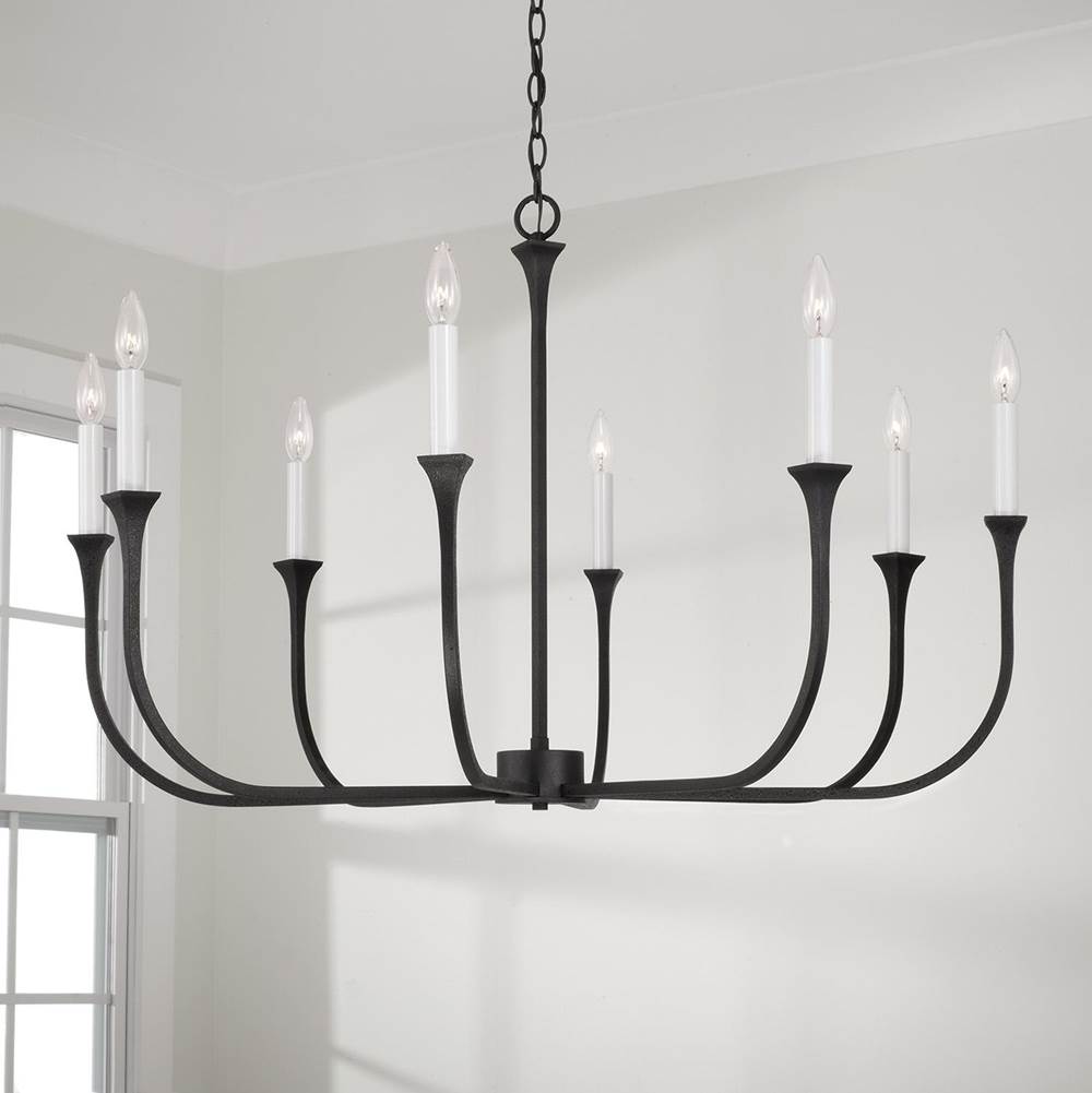 Capital Lighting 452381BI Black Iron 38''w X 25''h 8-light Chandelier In Black Iron With Interchangeable White Or Black Iron Candle Sleeves Image 6