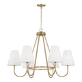 Capital Lighting 452761MA Matte Brass 36''w X 26.25''h 6-light Chandelier In Matte Brass With Tapered White Fabric Shades And Glass Diffusers Image 1