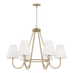 Capital Lighting 452761MA Matte Brass 36''w X 26.25''h 6-light Chandelier In Matte Brass With Tapered White Fabric Shades And Glass Diffusers Image 1