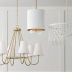 Capital Lighting 452761MA Matte Brass 36''w X 26.25''h 6-light Chandelier In Matte Brass With Tapered White Fabric Shades And Glass Diffusers Image 3