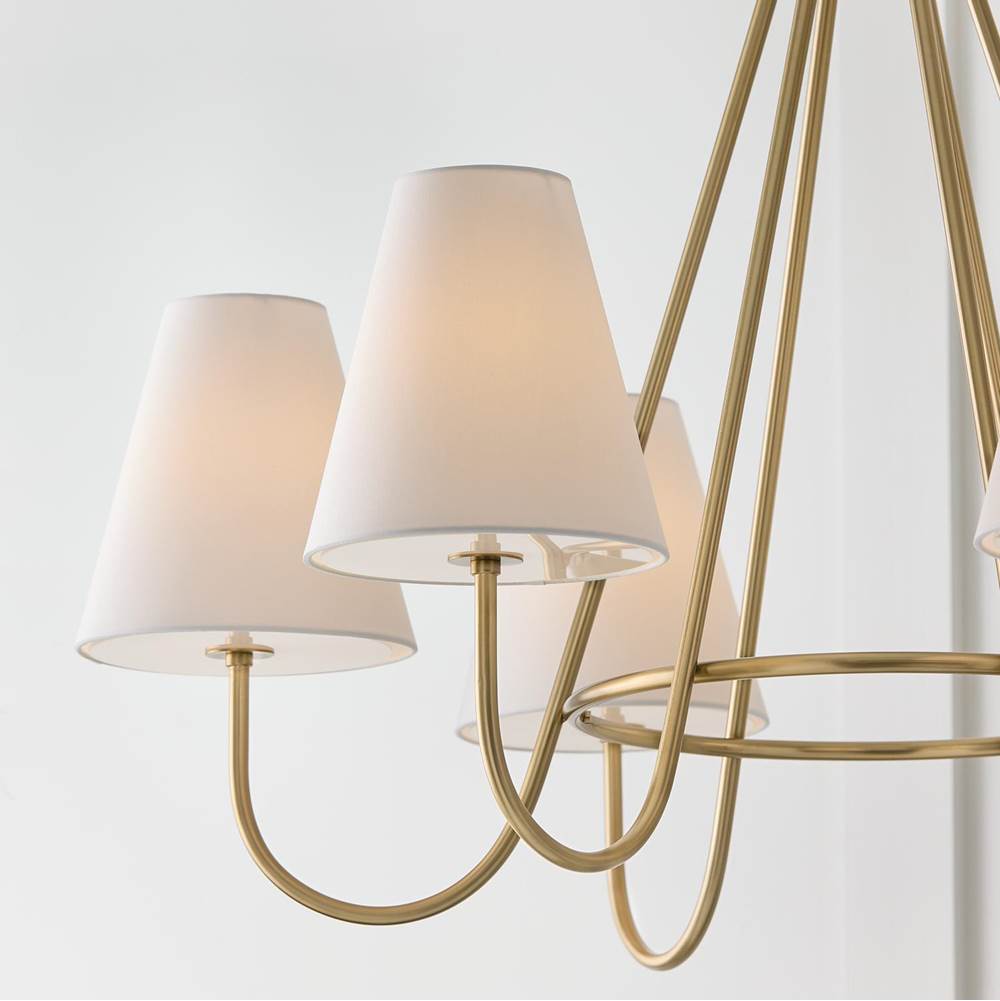 Capital Lighting 452761MA Matte Brass 36''w X 26.25''h 6-light Chandelier In Matte Brass With Tapered White Fabric Shades And Glass Diffusers Image 6