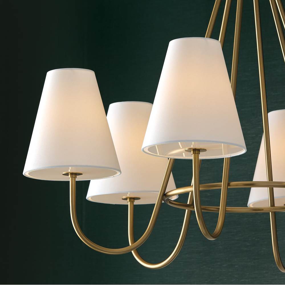 Capital Lighting 452761MA Matte Brass 36''w X 26.25''h 6-light Chandelier In Matte Brass With Tapered White Fabric Shades And Glass Diffusers Image 7