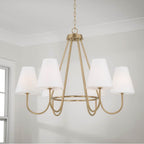 Capital Lighting 452761MA Matte Brass 36''w X 26.25''h 6-light Chandelier In Matte Brass With Tapered White Fabric Shades And Glass Diffusers Image 5