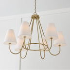 Capital Lighting 452761MA Matte Brass 36''w X 26.25''h 6-light Chandelier In Matte Brass With Tapered White Fabric Shades And Glass Diffusers Image 8