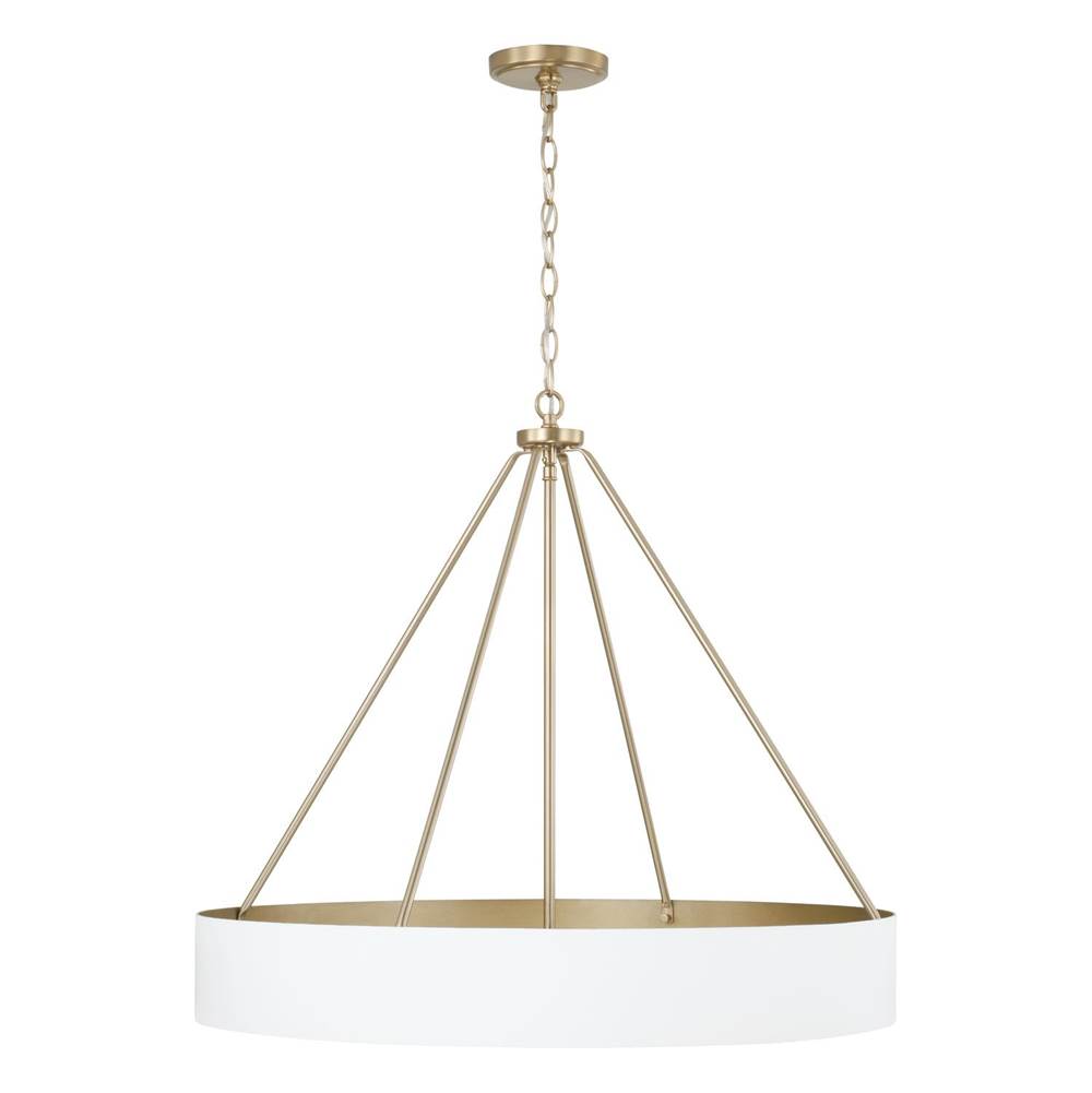 Capital Lighting 453041RE Matte Brass,White 27.50''w X 24.25''h 4-light Modern Circular Metal Chandelier In Matte White With Painted Matte Brass Interior Image 2