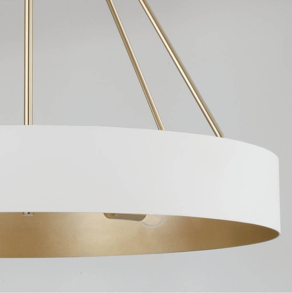Capital Lighting 453041RE Matte Brass,White 27.50''w X 24.25''h 4-light Modern Circular Metal Chandelier In Matte White With Painted Matte Brass Interior Image 3