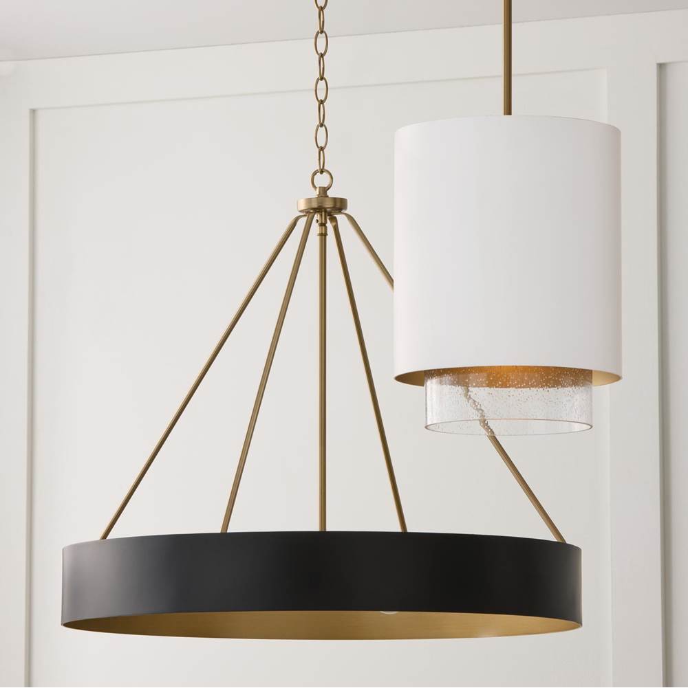Capital Lighting 453041RK Matte Brass,Black 27.50''w X 24.25''h 4-light Modern Circular Metal Chandelier In Matte Black With Painted Matte Brass Interior Image 4