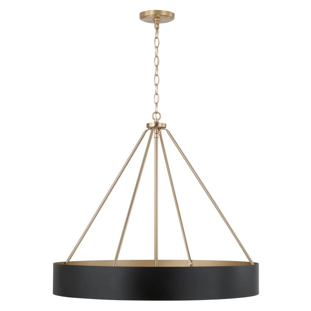 Capital Lighting 453041RK Matte Brass,Black 27.50''w X 24.25''h 4-light Modern Circular Metal Chandelier In Matte Black With Painted Matte Brass Interior Image 2