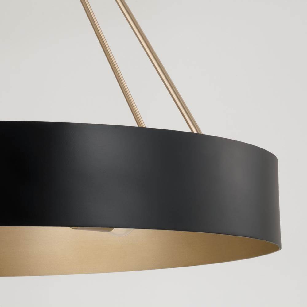 Capital Lighting 453041RK Matte Brass,Black 27.50''w X 24.25''h 4-light Modern Circular Metal Chandelier In Matte Black With Painted Matte Brass Interior Image 3