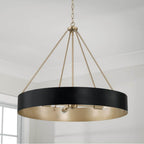 Capital Lighting 453041RK Matte Brass,Black 27.50''w X 24.25''h 4-light Modern Circular Metal Chandelier In Matte Black With Painted Matte Brass Interior Image 5