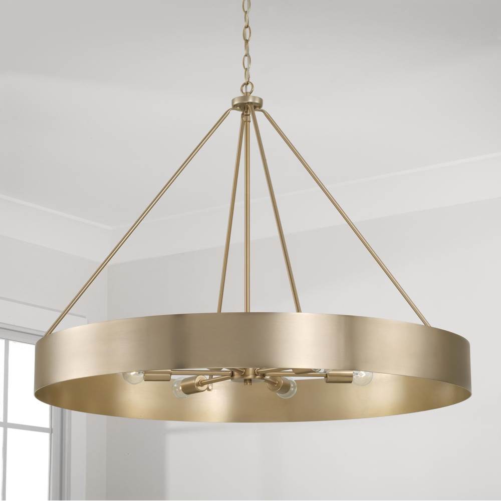 Capital Lighting Weller 35.75''w X 27.25''h 6-light Modern Circular Metal Chandelier In Matte Brass