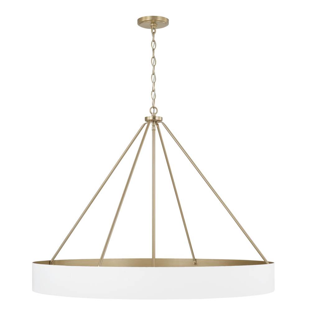 Capital Lighting 453061RE Matte Brass,White 35.75''w X 27.25''h 6-light Modern Circular Metal Chandelier In Matte White With Painted Matte Brass Interior Image 2
