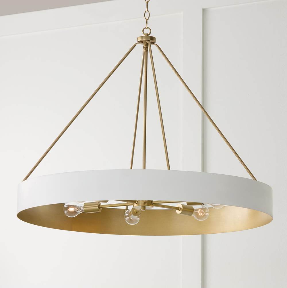Capital Lighting Weller 35.75''w X 27.25''h 6-light Modern Circular Metal Chandelier In Matte Brass