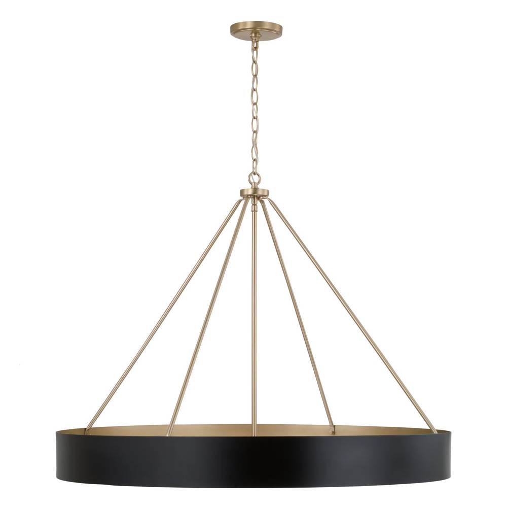 Capital Lighting 453061RK Matte Brass,Black 35.75''w X 27.25''h 6-light Modern Circular Metal Chandelier In Matte Black With Painted Matte Brass Interior Image 2