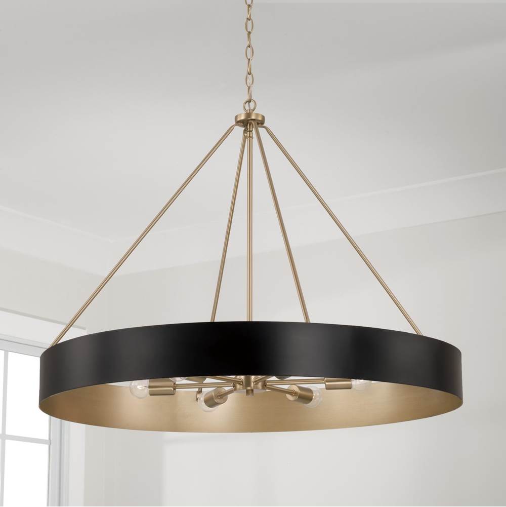 Capital Lighting Weller 35.75''w X 27.25''h 6-light Modern Circular Metal Chandelier In Matte Brass