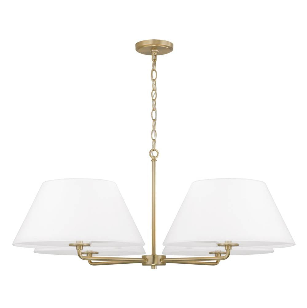 Capital Lighting 453241MA Matte Brass 39.25''w X 15.25''h 4-light Chandelier In Matte Brass With White Fabric Shades And Glass Diffusers Image 1