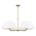 Capital Lighting 453241MA Matte Brass 39.25''w X 15.25''h 4-light Chandelier In Matte Brass With White Fabric Shades And Glass Diffusers Image 1