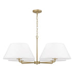 Capital Lighting 453241MA Matte Brass 39.25''w X 15.25''h 4-light Chandelier In Matte Brass With White Fabric Shades And Glass Diffusers Image 1