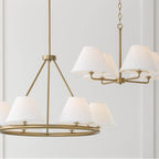 Capital Lighting 453241MA Matte Brass 39.25''w X 15.25''h 4-light Chandelier In Matte Brass With White Fabric Shades And Glass Diffusers Image 2