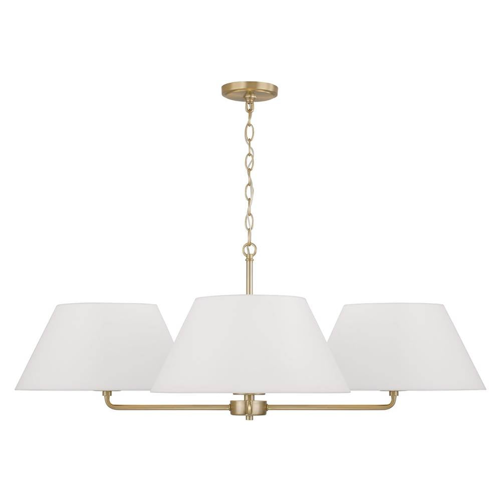 Capital Lighting 453241MA Matte Brass 39.25''w X 15.25''h 4-light Chandelier In Matte Brass With White Fabric Shades And Glass Diffusers Image 3