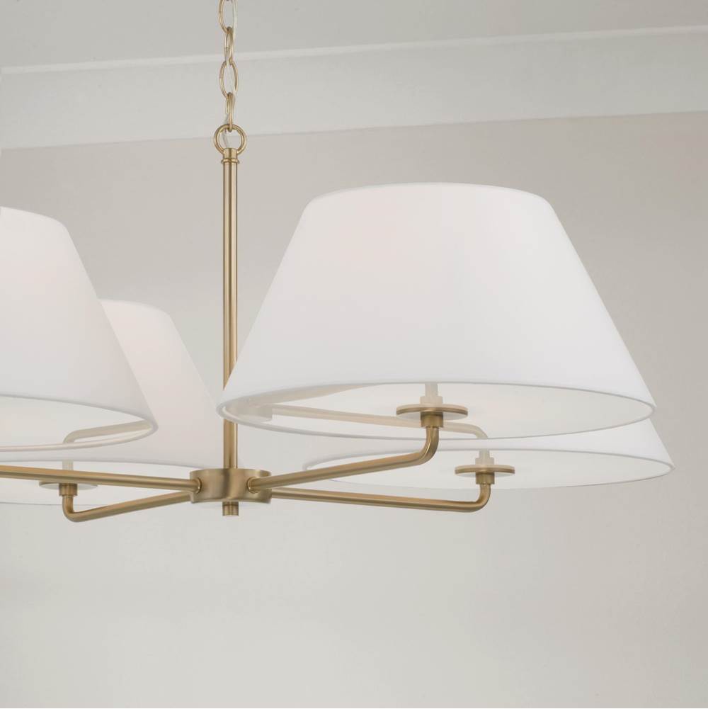 Capital Lighting 453241MA Matte Brass 39.25''w X 15.25''h 4-light Chandelier In Matte Brass With White Fabric Shades And Glass Diffusers Image 5