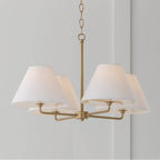 Capital Lighting Parson 39.25''w X 15.25''h 4-light Chandelier In Matte Brass With White Fabric Shades And Glass Diffusers