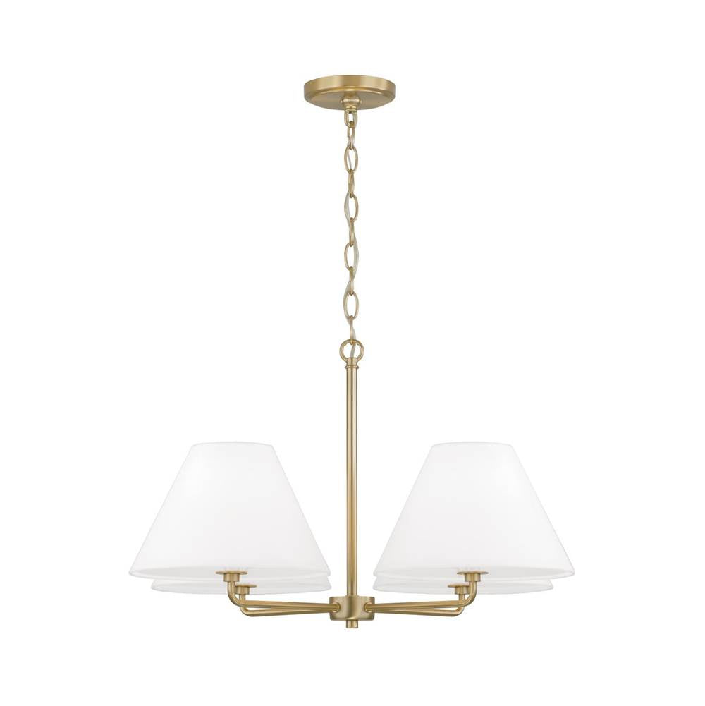 Capital Lighting 453242MA Matte Brass 27''w X 15''h 4-light Chandelier In Matte Brass With White Fabric Shades And Glass Diffusers Image 1