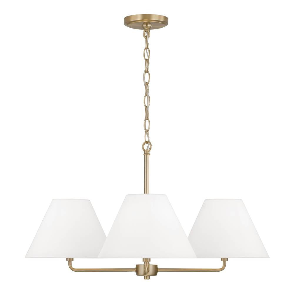 Capital Lighting 453242MA Matte Brass 27''w X 15''h 4-light Chandelier In Matte Brass With White Fabric Shades And Glass Diffusers Image 2