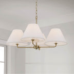 Capital Lighting Parson 27''w X 15''h 4-light Chandelier In Matte Brass With White Fabric Shades And Glass Diffusers