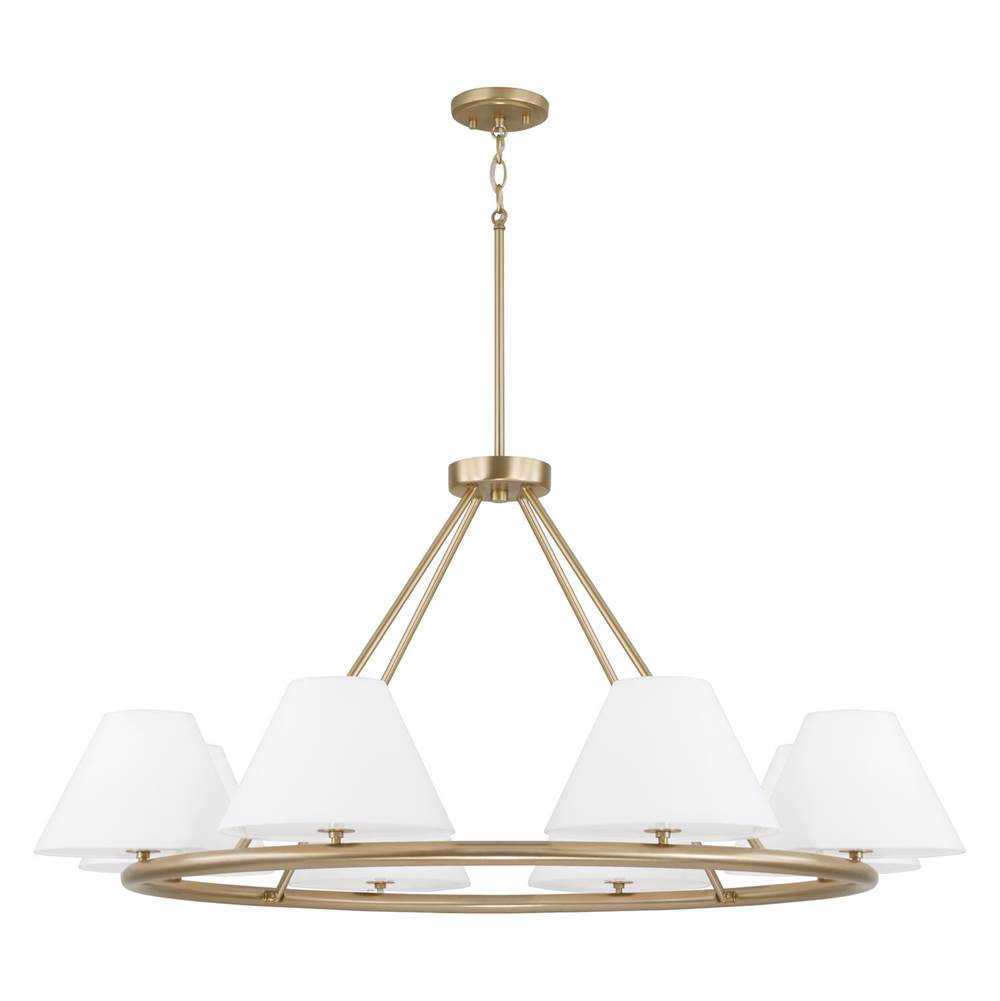 Capital Lighting 453281MA Matte Brass 44.75''w X 20.50''h 8-light Circular Chandelier In Matte Brass With White Fabric Shades And Glass Diffusers Image 1