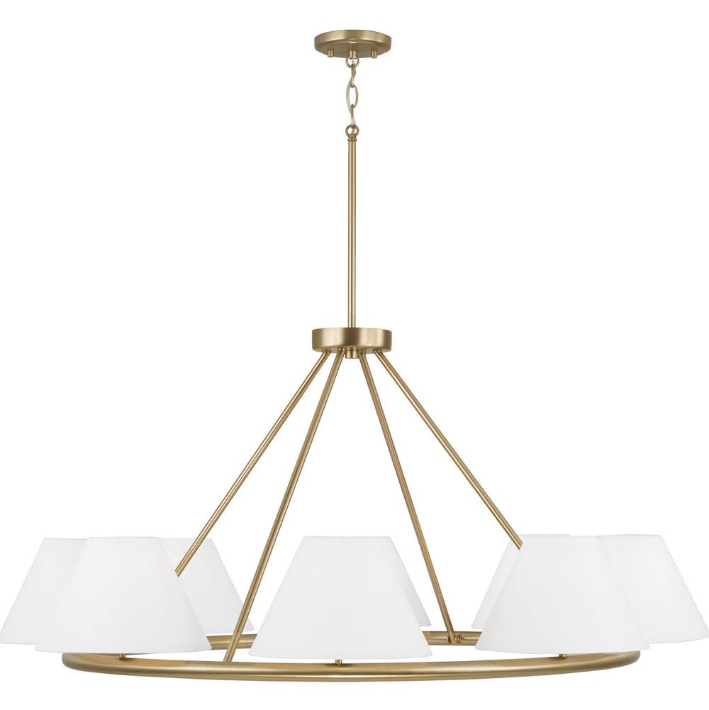 Capital Lighting 453281MA Matte Brass 44.75''w X 20.50''h 8-light Circular Chandelier In Matte Brass With White Fabric Shades And Glass Diffusers Image 2